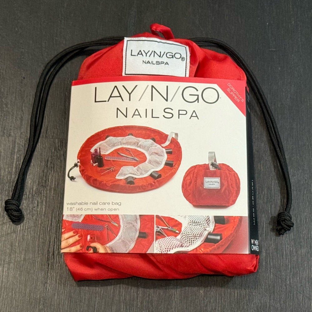 New Lay-n-Go Red Washable Nail Care Bag 18" when open